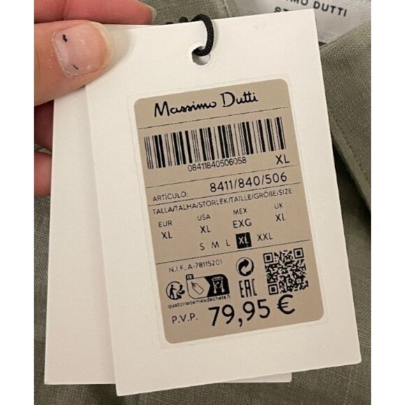 Massimo Dutti Studio Mens Dress Shirt Linen XL Green Gray 8411/840 NWT - Picture 4 of 14